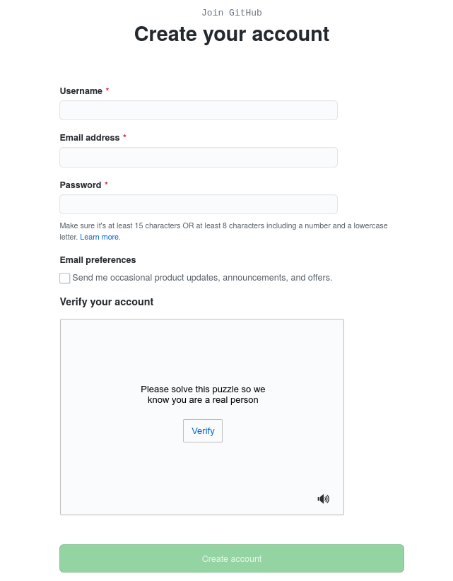 Create github account